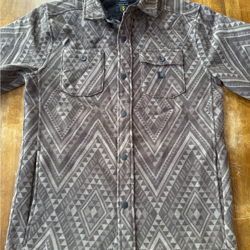 Roark Men's Brown Geometric Shirt Jacket - Picture 2 of 5